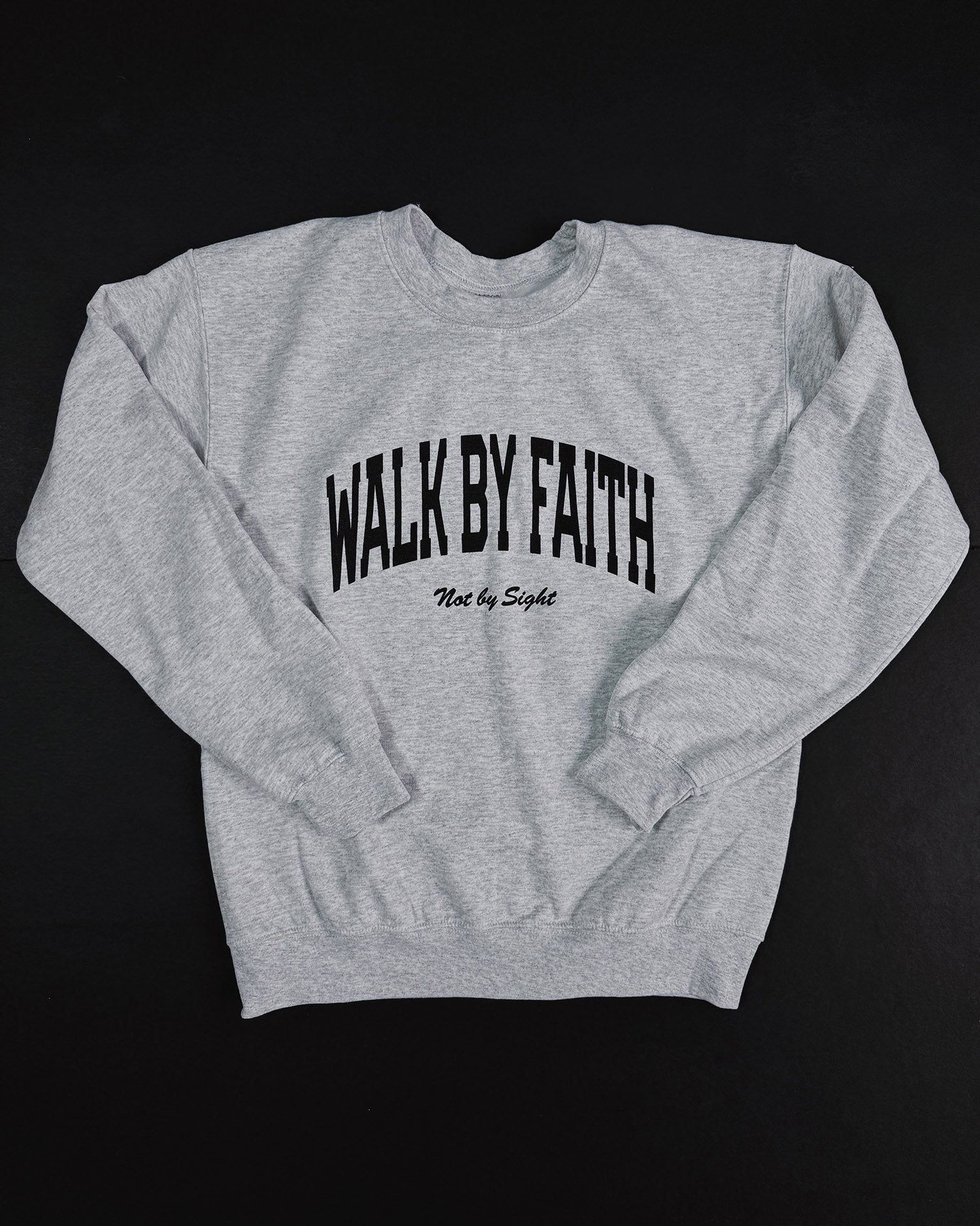 Walk By Faith Unisex Ash Grey Crewneck Sweater – Push Project