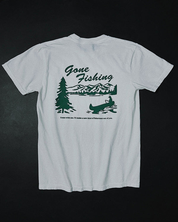 Gone Fishing White Unisex T-Shirt