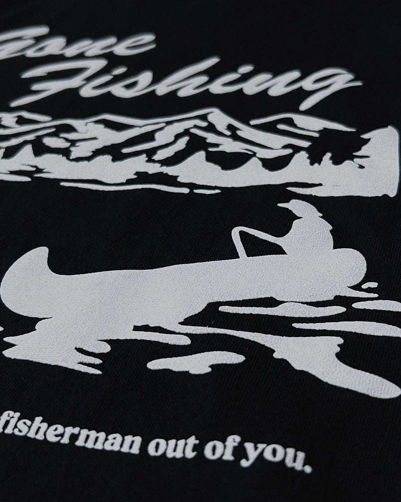 Gone Fishing Black Unisex T-Shirt