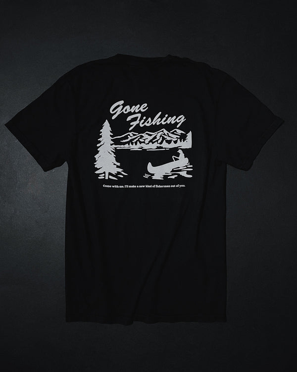 Gone Fishing Black Unisex T-Shirt