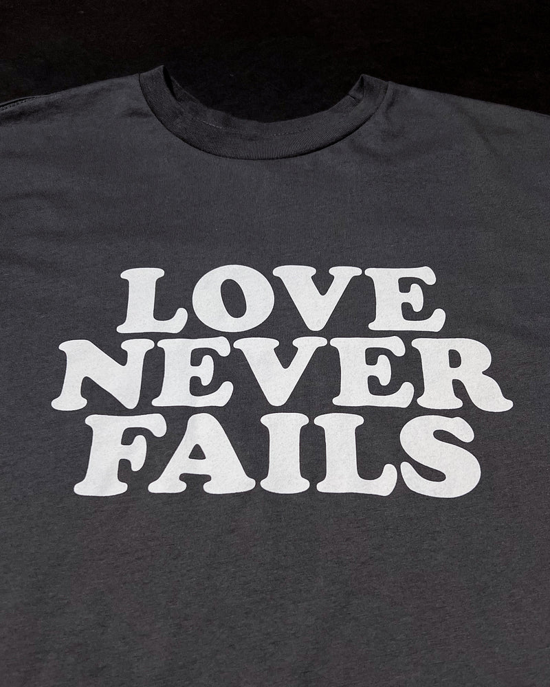 Love Never Fails Pewter Grey Unisex T-Shirt