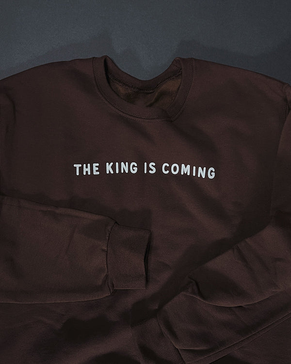 King is Coming Woodland Brown Unisex Crewneck Sweater