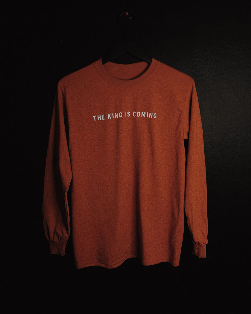 King is Coming Viridian Rust Unisex Long Sleeve T-Shirt